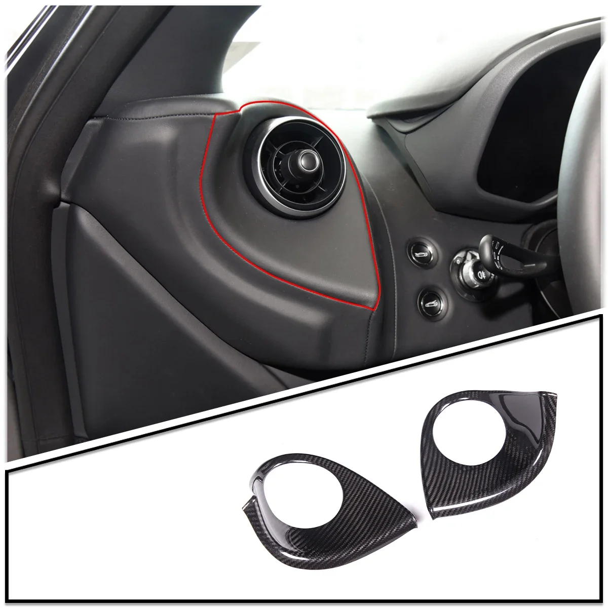 For McLaren GT 2019-2022 Real Carbon Fiber Car Center Console Side Air Conditioner Outlet Panel Frame Cover Trim Car Accessories