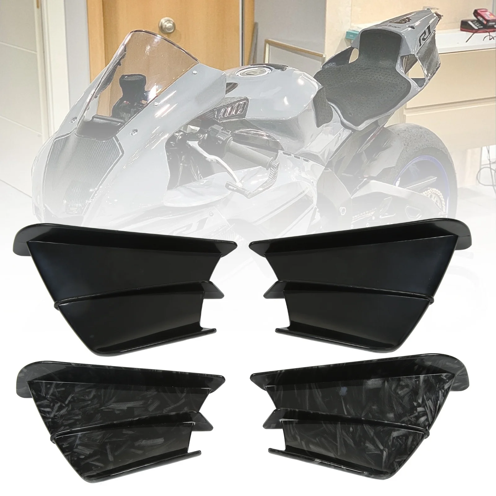 أجنحة هوائية للدراجة النارية من الجانب سبويلر أمامي هدية لدراجة نارية NINJA400 NINJA250 Z900 Z1000 جناح هوائي للدراجة النارية