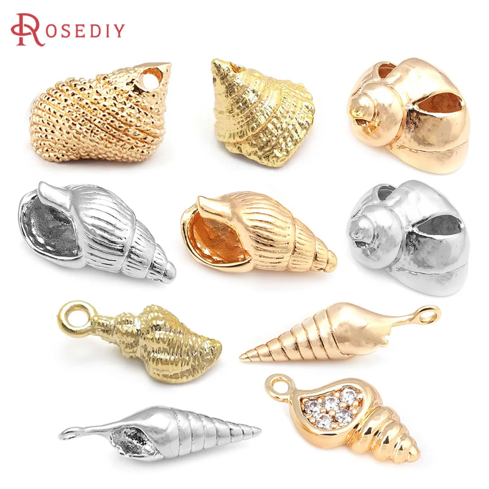 18K Gold Color Brass Conch Conch Seashells Charms Pendants High Quality Diy Jewelry Making Necklace Supplies Necklace Earrings