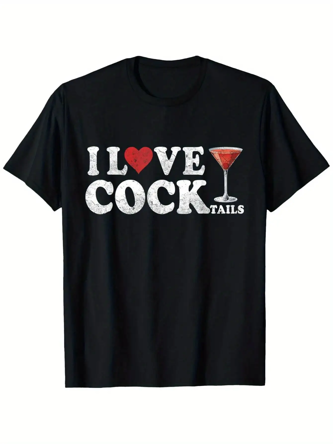 Women’S Funny "I Love Cocktails" Pattern Humorous Drinking Joke Design Printed Short Sleeved T-Shirt Clothing 100% Cotton Trendy