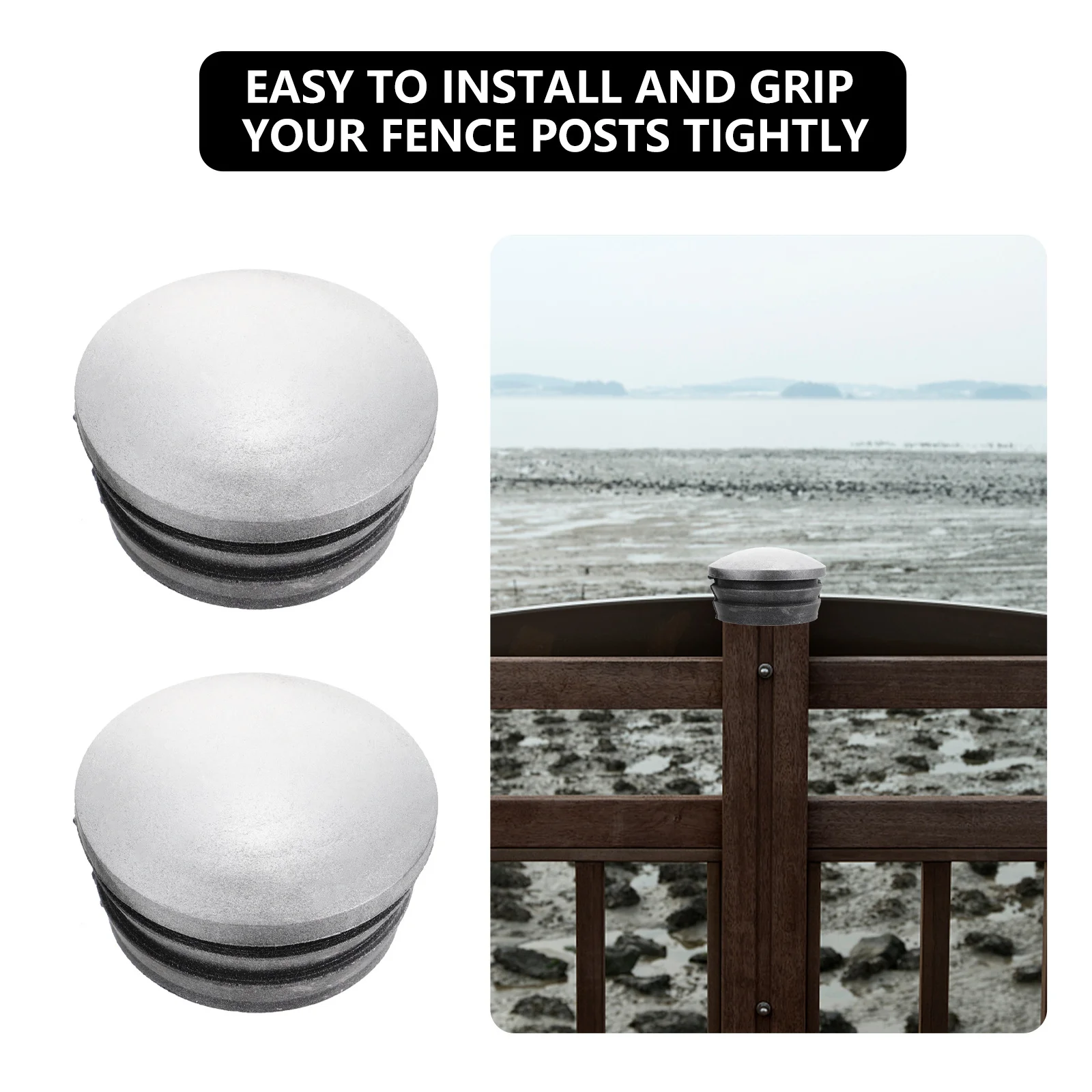 

4Pcs Round Reflective Rubber Fence Post Caps Protective Covers Post Caps for Fence Posts Traffic Durable
