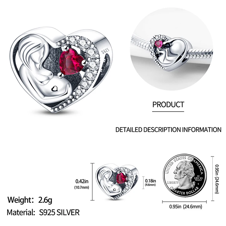 925er-Sterlingsilber, Liebesform, Mutter-Tochter-Anhänger, Armband-Charms, passend für Schmuck, Party-Perlen, DIY, feines Geschenk-Zubehör – Detail 38