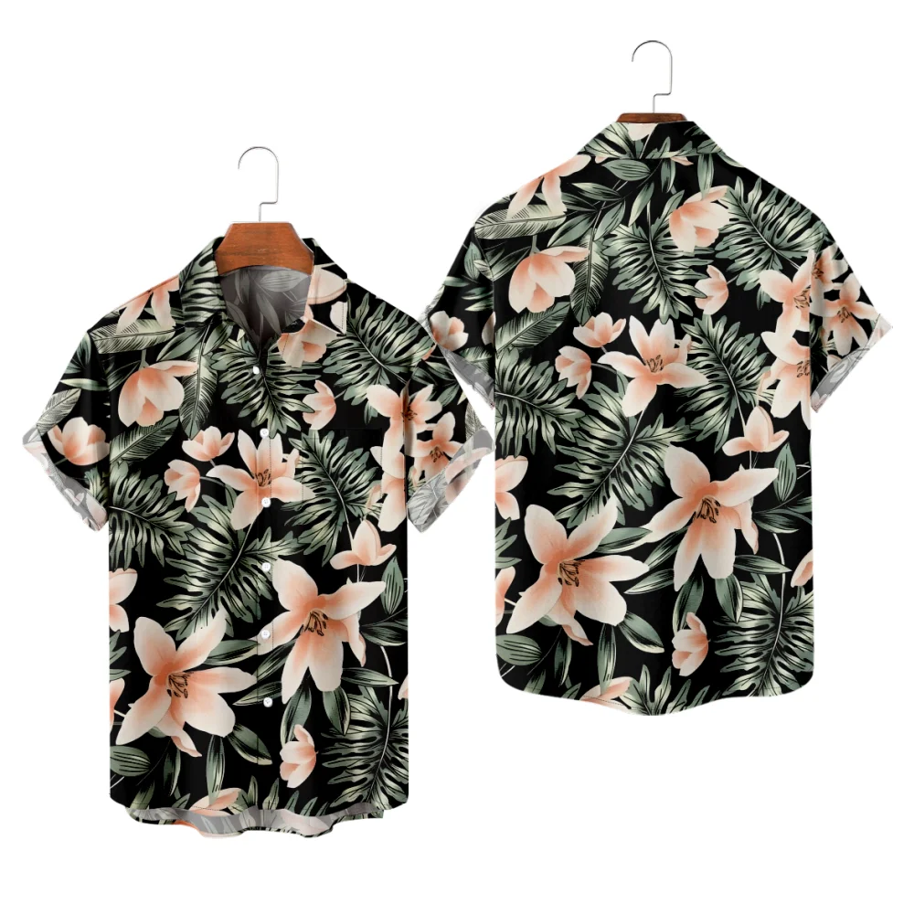 

Hawaiian Shirts for Men Plumeria Print Short Sleeve 3D Print Aloha Tops Summer Streetwear Button Shirts