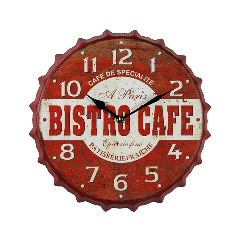 

Retro Beer Cover Wall Clock High Precision Movement Bedroom Living Room Office Decorative Mute Clocks Round