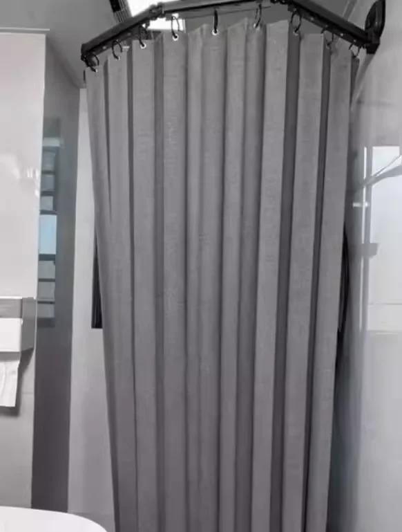 

Waterproof Folding Shower Curtain with Dual Suction Cups, Magnetic Dry/Wet Separation Non-Drill Bathroom Partition, Anti-Mildew