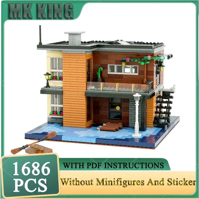 City Street View Moc Building Blocks Lakeside House Model Technology Bricks Construstion Holiday Set Gifts DIY Assembly Toys