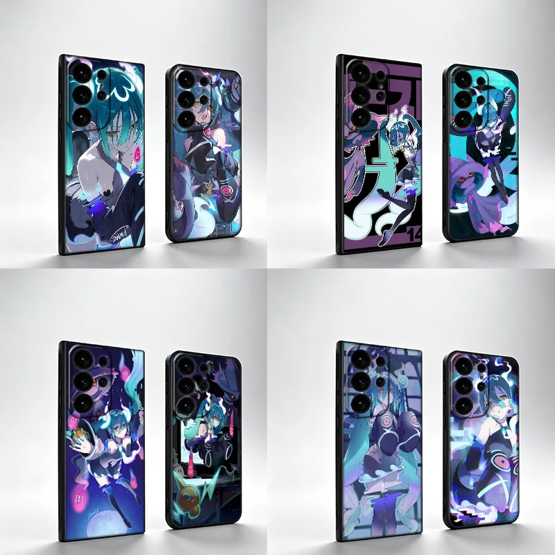 Anime Ghost Miku Phone Case For Samsung S25Edge S26FE Galaxy S22 S25 S24 S26 Ultra S21 S23 S20 Plus Cover Black Shell Coque