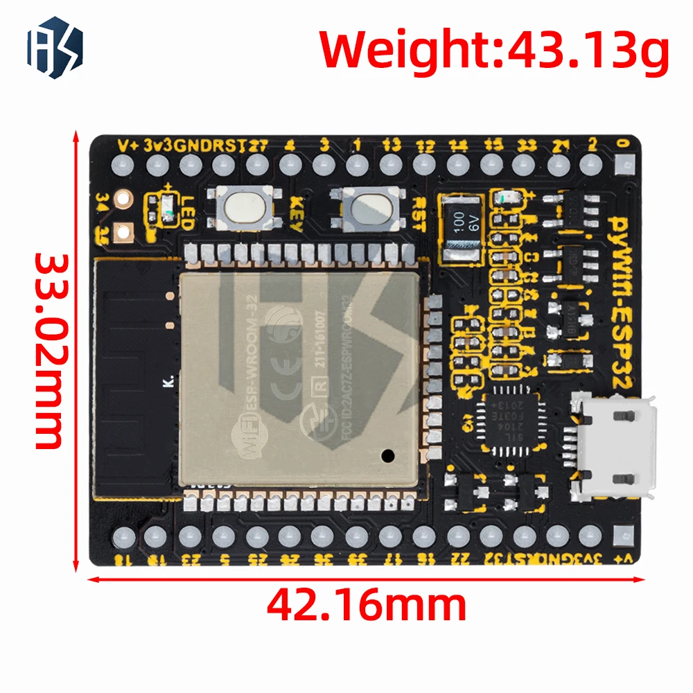 PYWIFI-ESP32 Micro Python IoT WiFi Placa de Desenvolvimento de Aprendizagem DC3.6V-6V ESP32 WROON-32 Módulo Miro-USB WiFi + BT + BLE Módulo MCU