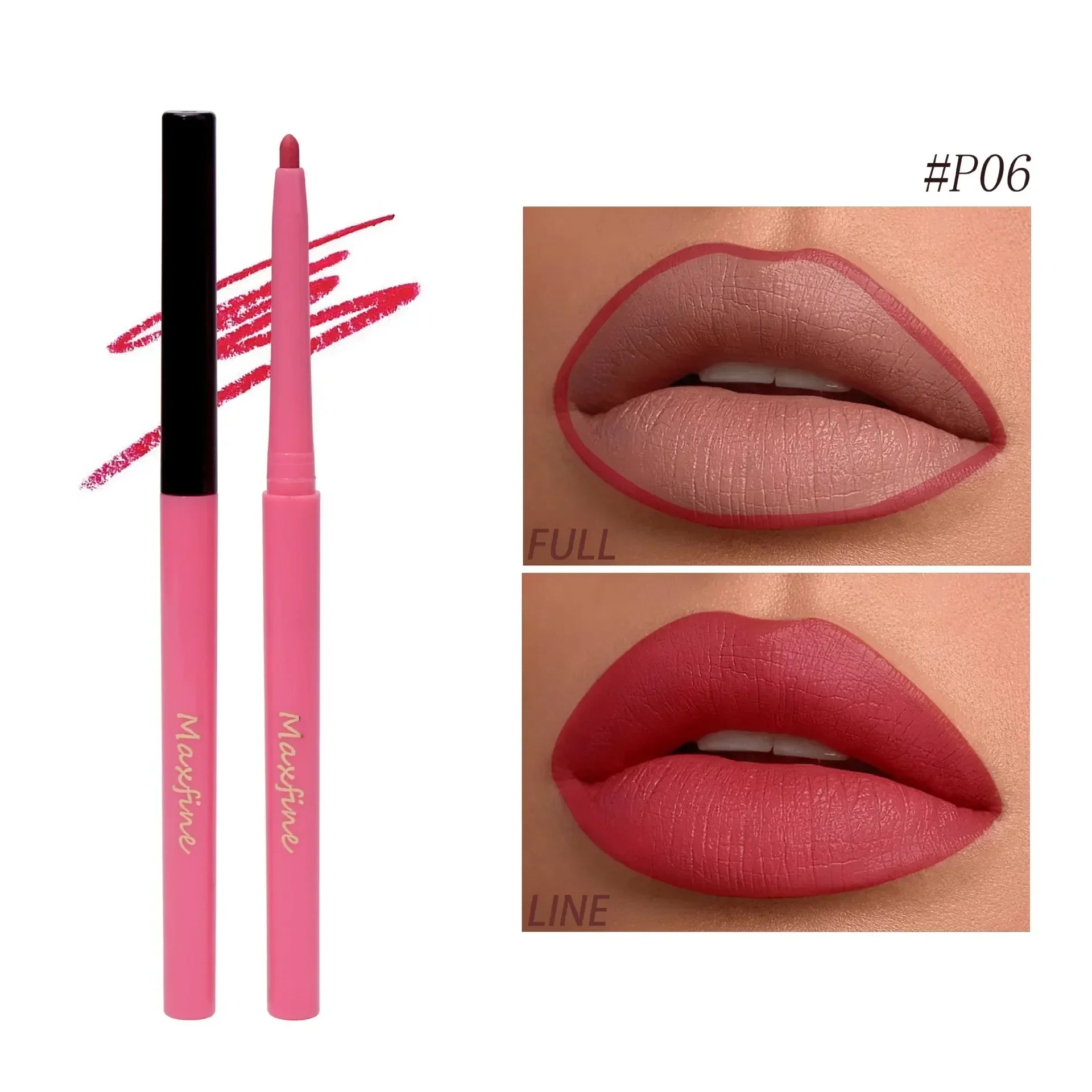 Heallor 20-kolorowa matowa pomadka do ust Nude Pink Matte Solid Lip Gloss Wodoodporna, długotrwała pomadka do ust Pencil Lip Liner Pen Lip M