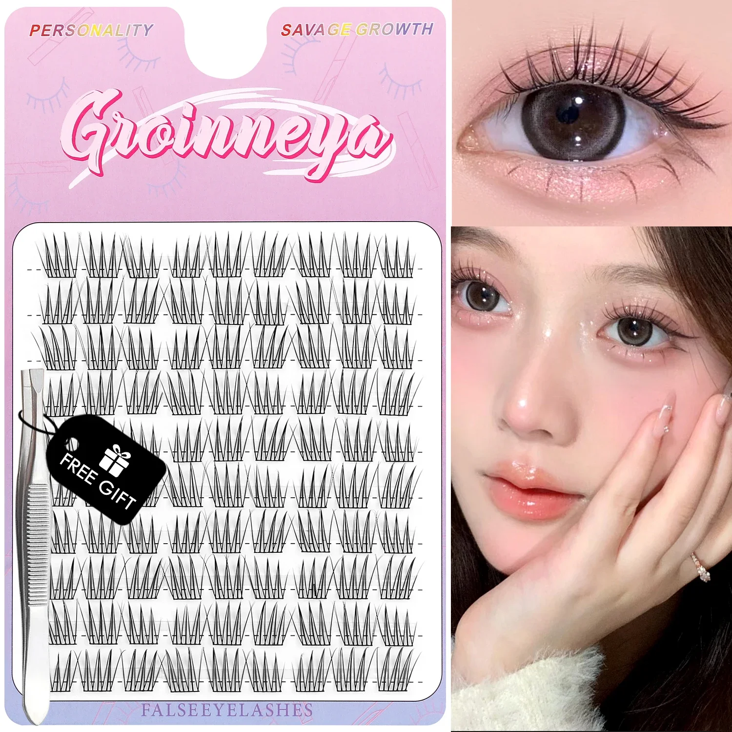 

DIY Lashes Extension Kit Cute Cat Paw False Eyelashes for Enlarged Eyes Korean Actress Natural Make Up
