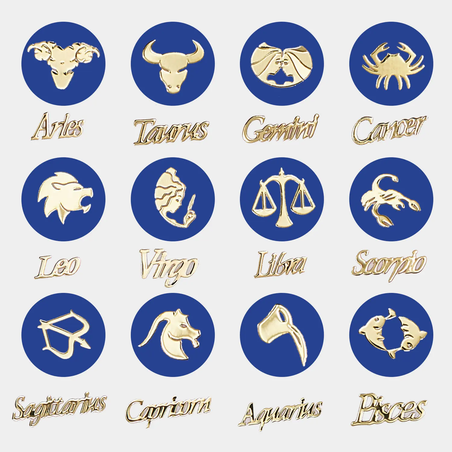 12 Zodiac Constellation Nail Art Charms Slice Gold Metal Nails Foil Flakes Sequins Manicure Decals Accessories Rivets Supplies