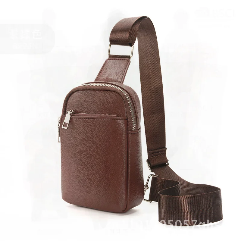 Men's Trendy Chest Bag Urban Minimalist Crossbody Mini Mobile Phone Bag Casual Small Backpack PU Leather Solid Color
