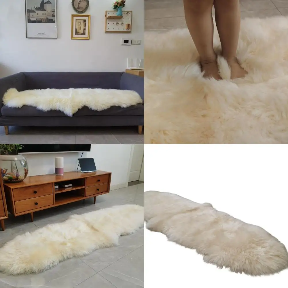 

Аутентичный австралийский коврик из овчины, напольный чехол из чистого меха ягненка, двойная скрывка 2x6 футов, чистый белый