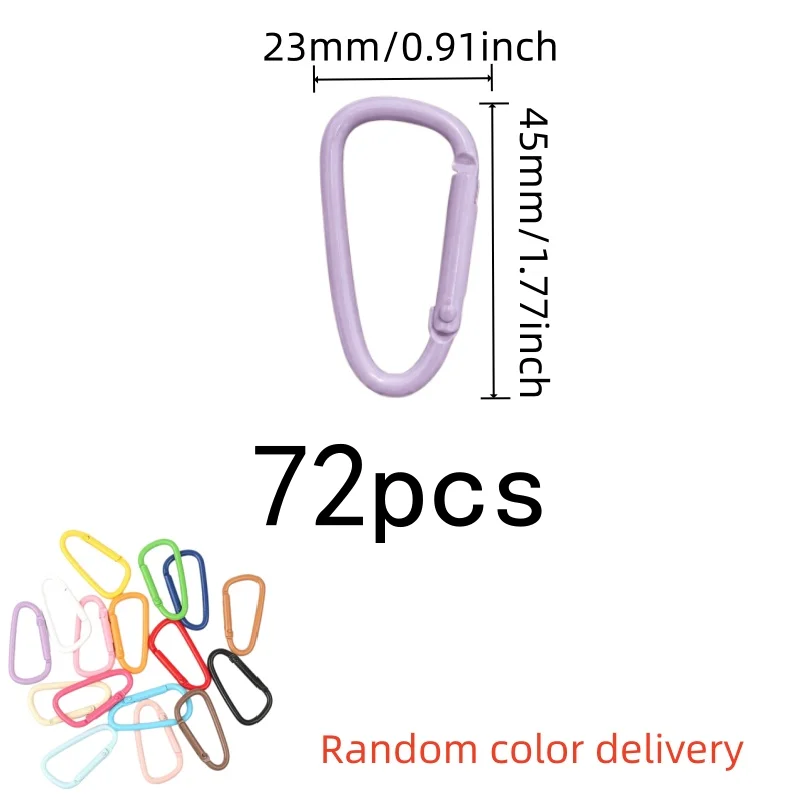 D-Ring Lightweight Design Pastel Color D-Rings, 72 pcs, Daily Key Organizer, Compact Portable Size for Outdoor Item Securing
