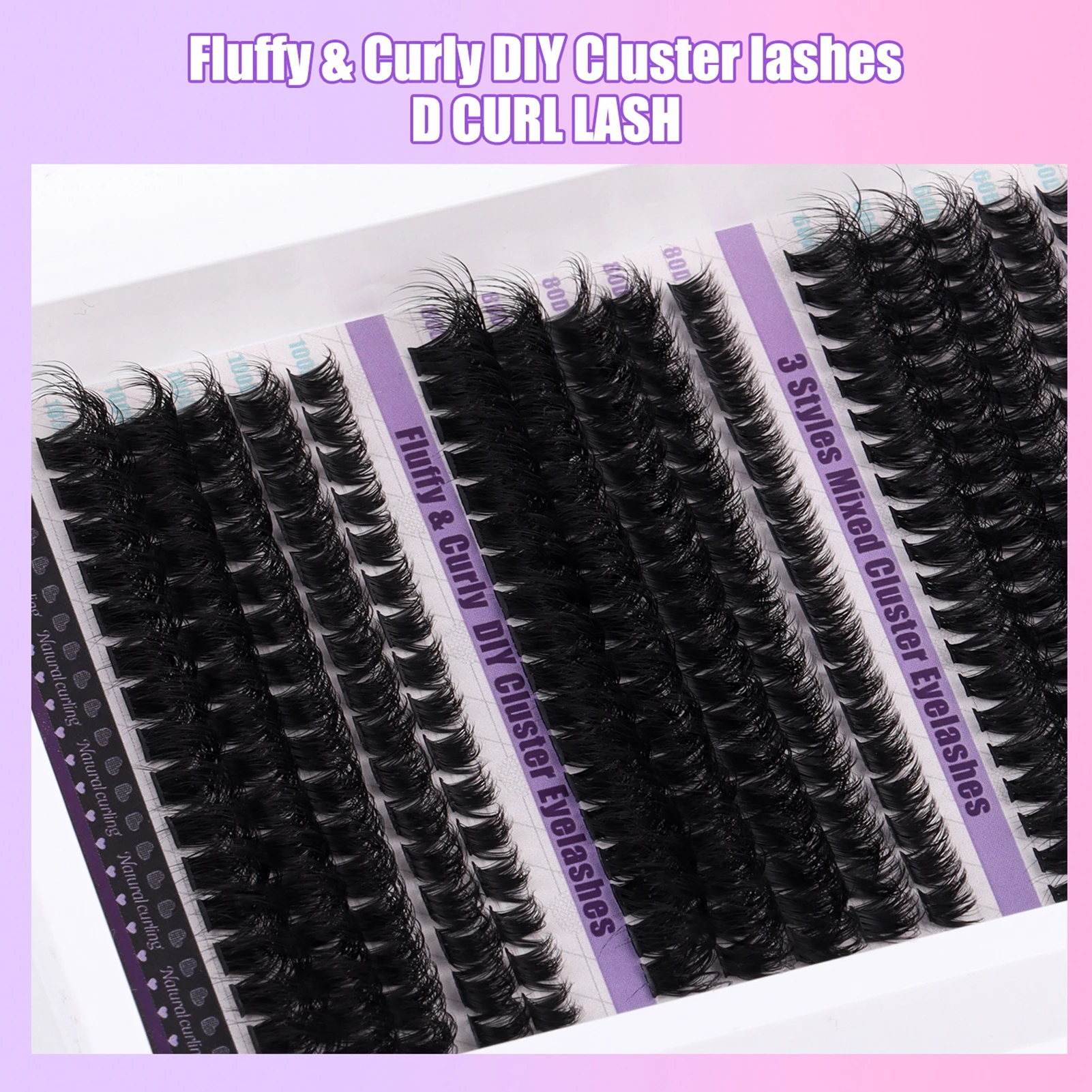 DIY Lashes Extension Kit 270Pcs Fluffy Lash Clusters Individual Eyelashes with Bond and Seal Glue Remover Tweezers Complete Kit