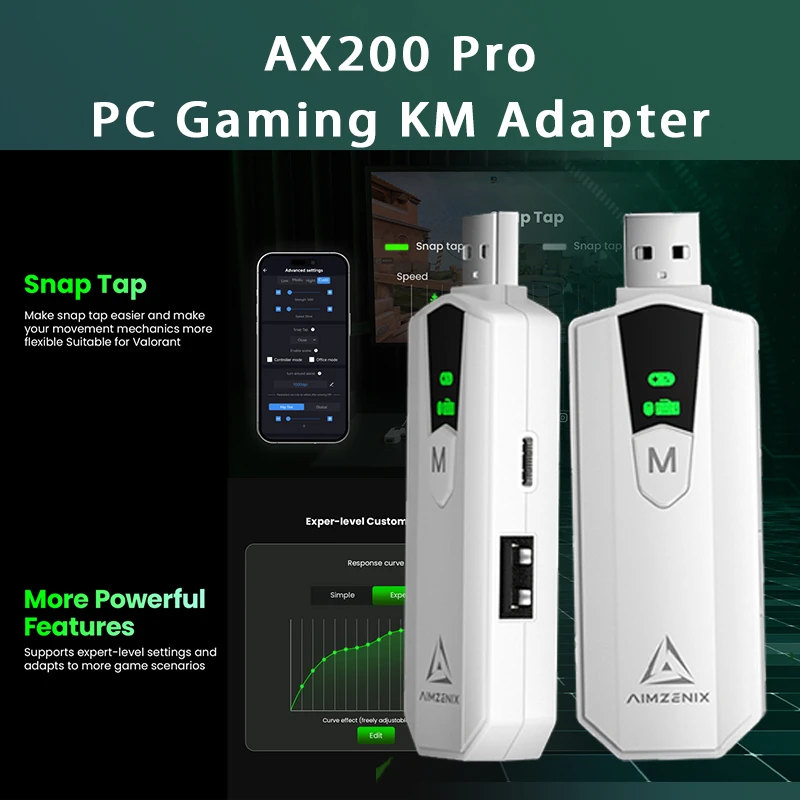 AIMZENIX AX200PRO Конвертер клавиатуры и мыши в контроллер для ПК Nintendo Switch — игровой адаптер Plug & Play FPS (вызов Фото №6