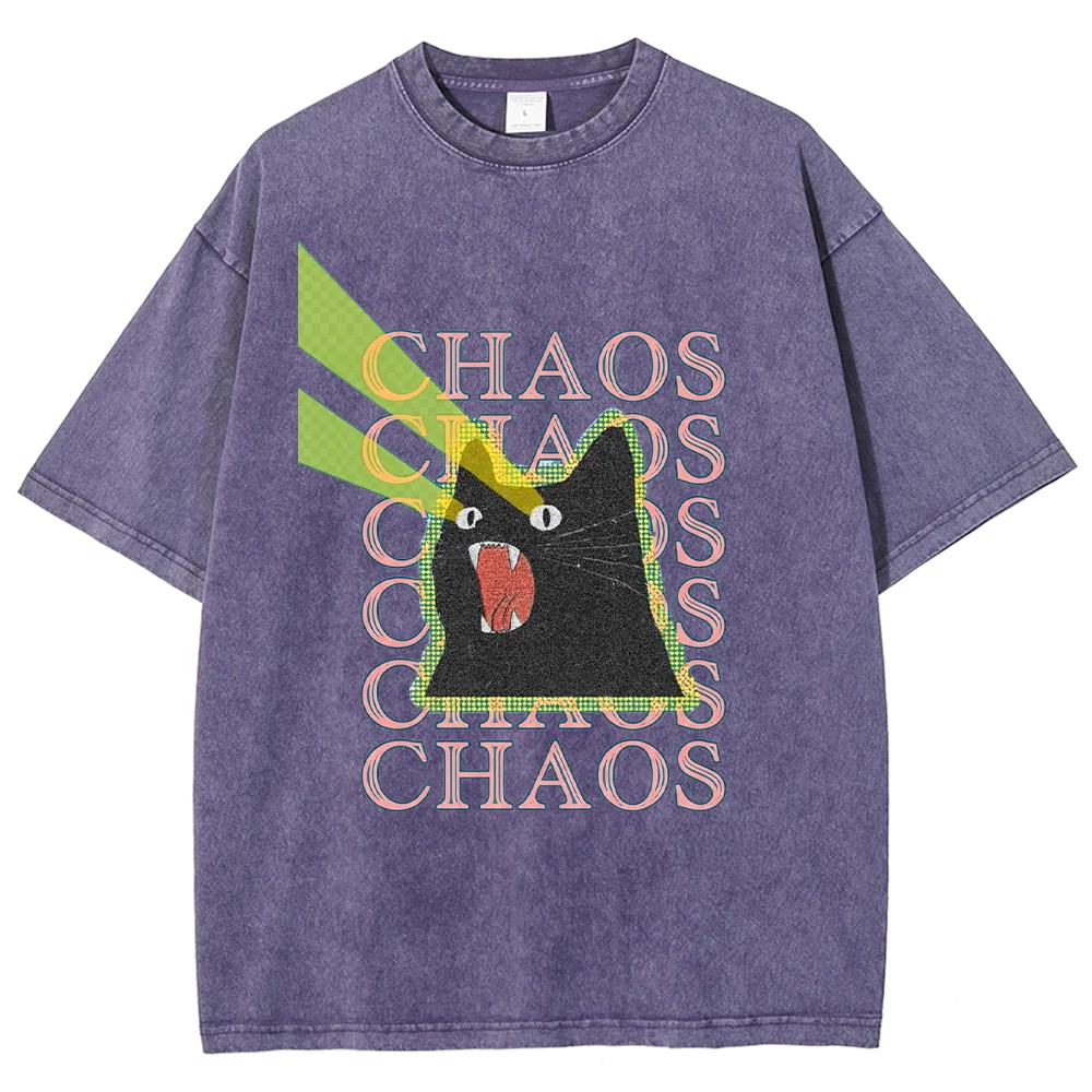 남녀공용 빈티지 워싱 티셔츠, 혼돈을 주제로 한 검은  - Acid Wash Vintage Graphic T Shirt 리뷰 및 가격