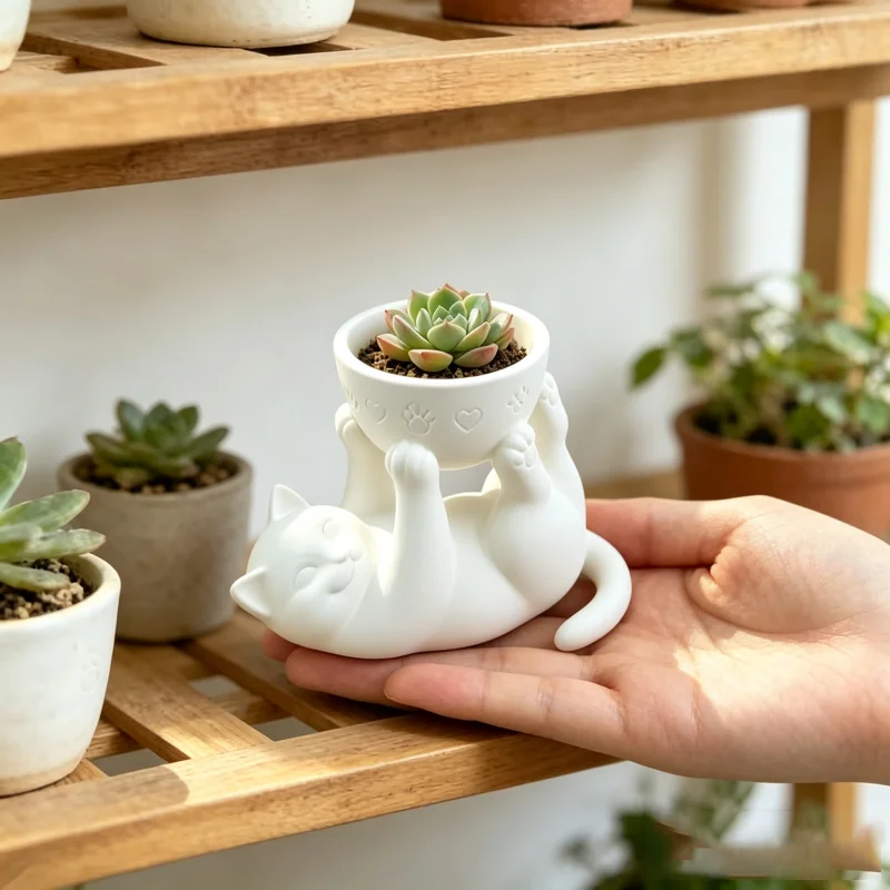 ที่วางกระถางต้นไม้รูปแมวนอนน่า - Echeveria Succulent บทวิจารณ์และราคา