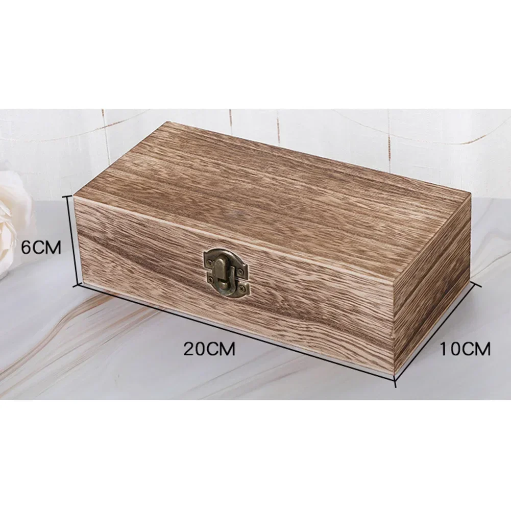 Rectangular Wooden Storage Box Multifunction Jewelry Beads Small Items Sundries Case Container Retro Desktop Clamshell Organizer