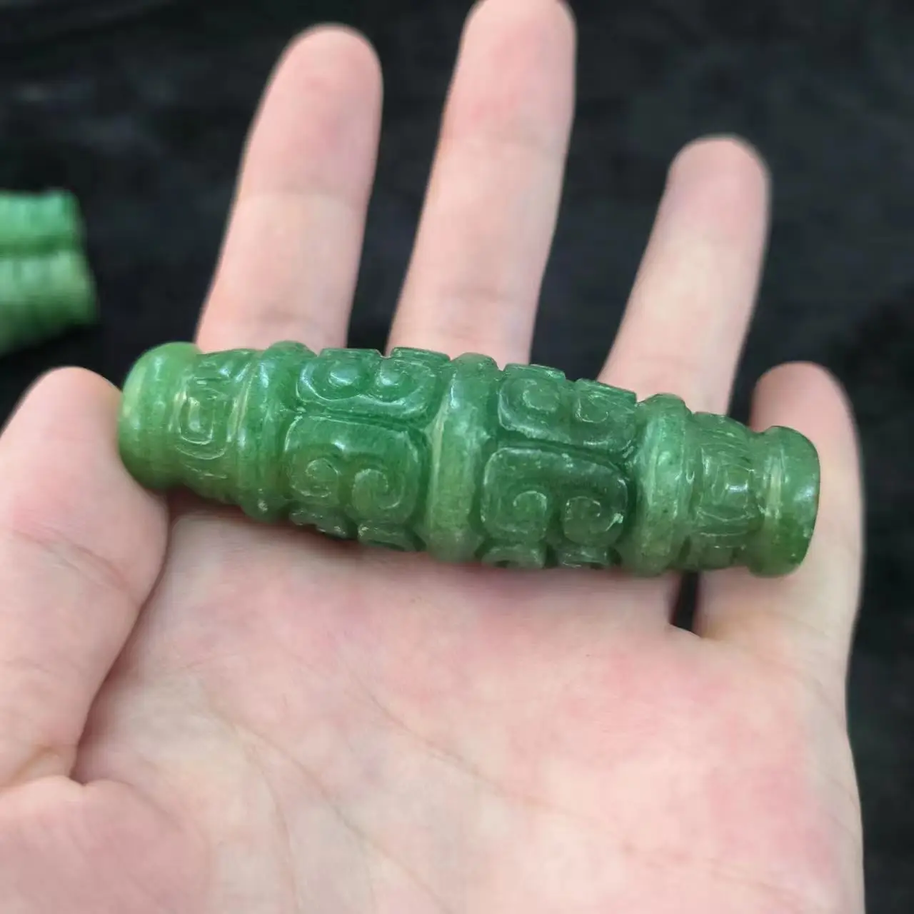 1pcs/lot natural ancient jade beads Carving auspicious clouds mysterious pattern horn hole Simple and charming bracelet necklace