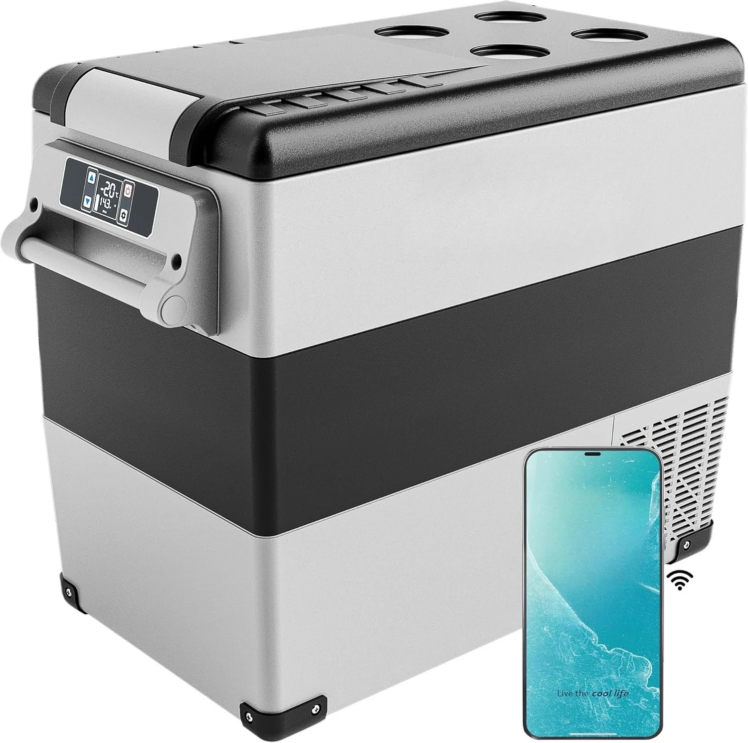 

12 Volt Refrigerator, 59QT(55L) Electric Cooler, 12V Fridge APP Control, 12V Cooler -4℉~68℉, Portable Freezer 12/24V DC