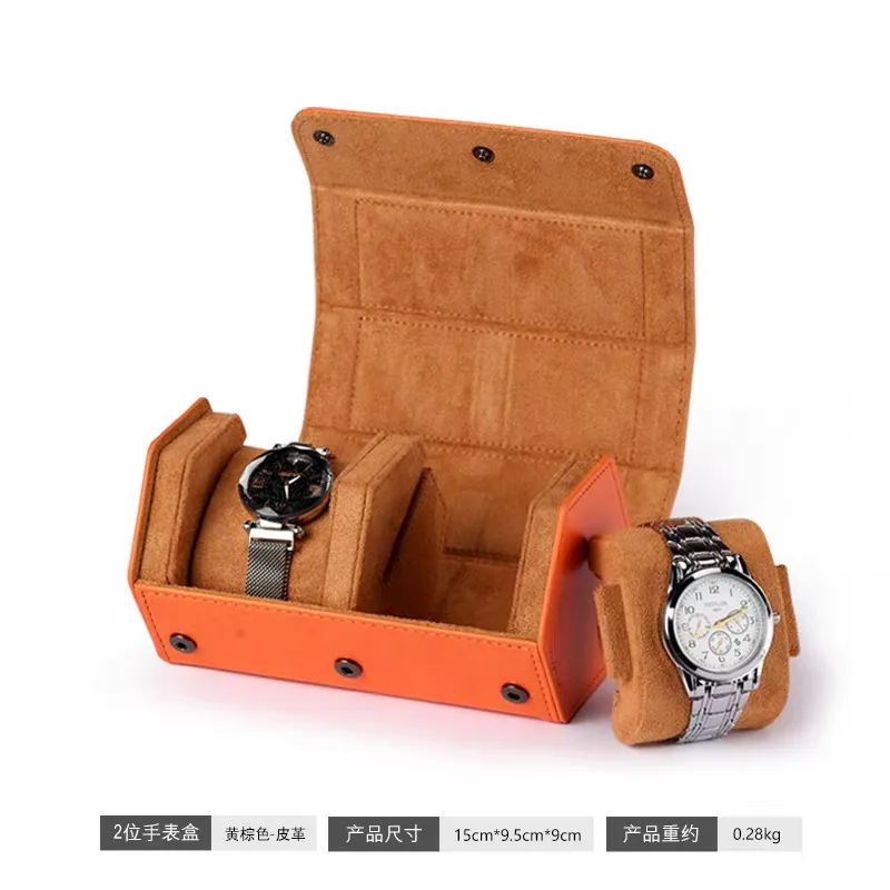 RetroCrazy Horse Cowhide Hexagonal Mechanical Watch Storage Box Genuine Leather Portable Anti-drop Watch Four-position Watch Box