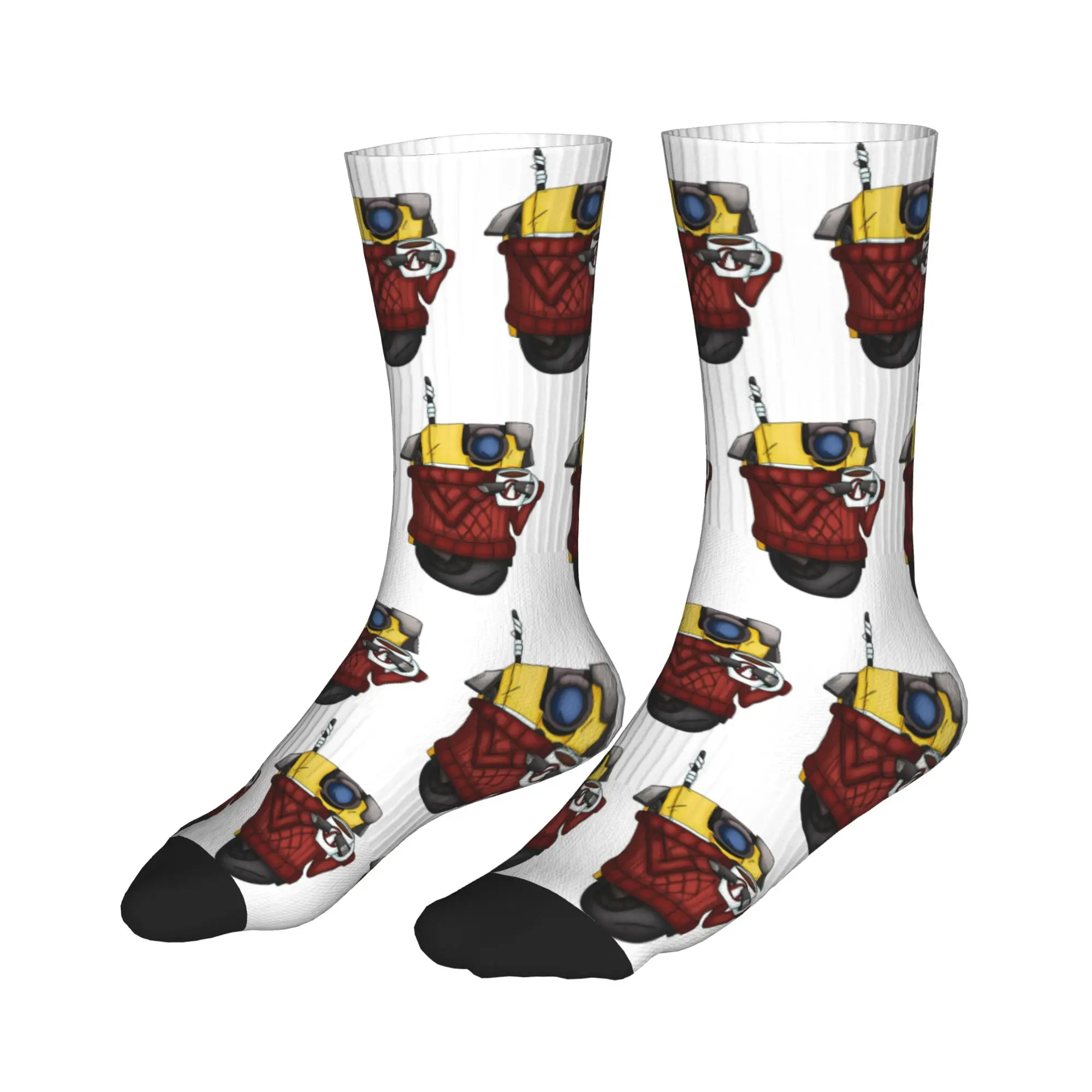 

All Seasons Stockings Borderlands Cozy Sweater Claptrap Sport Socks Funny Middle Tube Socks for Men Women Birthday Present