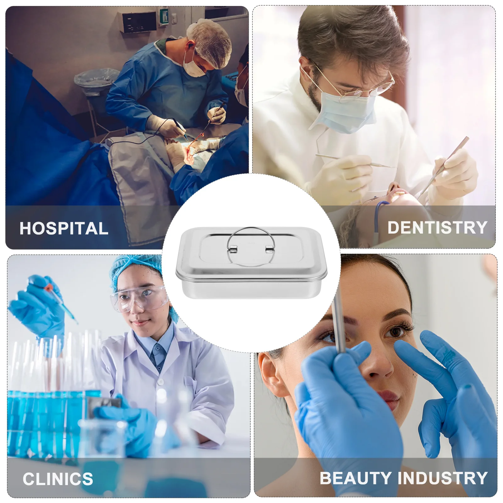 

Stainless Steel Box With Lid Dental Surgical Tray For Instruments Organizer Reusable Safe Medical