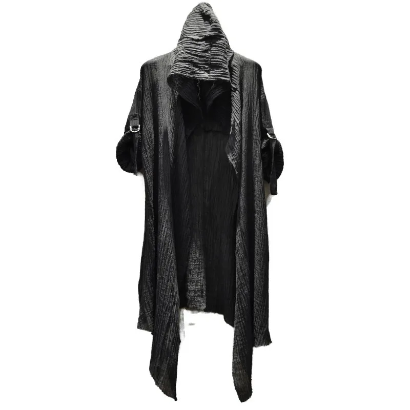 Wasteland Style Clothes Dark Designer Mid-Length Men's and Women's Black Coat Loose Cloak Cloak Coat