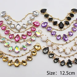DIY Water Drop Rhinestone Herringbone Slipper Chain Fashion Women Sandals Decorative Accessories Swimwear Link Decorative Chain