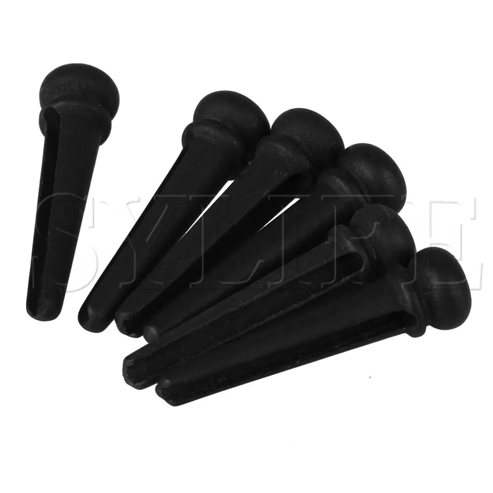 6pcs White Dot Guitar Bridge End Pin Nut For Acoustic Guitar Black Ebony Shell