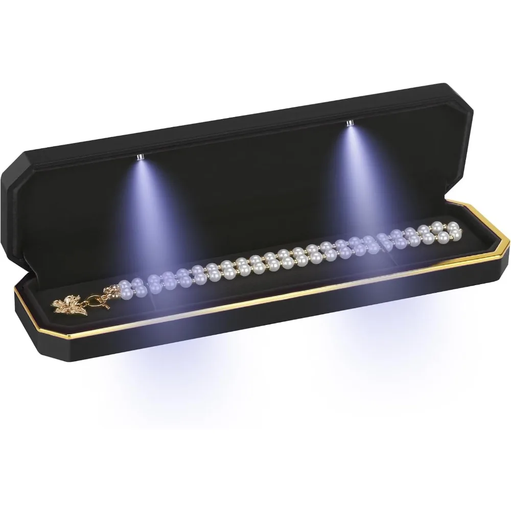 

Jewelry Gift Box, LED Necklace Long Chain Gift Box, with LED Light, Velvet Storage Case Organizer Holder, Jewelry Box