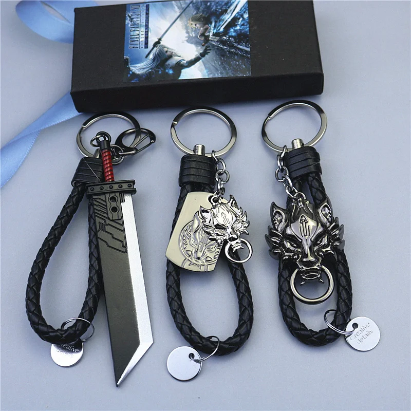 

Game Final Fantasy 7 VII Keychain Remake Sword Cloud Strife Buster Weapon Metal Pendant Key Ring Fans Gift