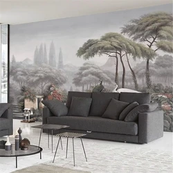 Custom Vintage French Landscape Plant Wallpapers for Living Room Bedroom TV Background Tropical Rainforest Wallpaper Dining Room
