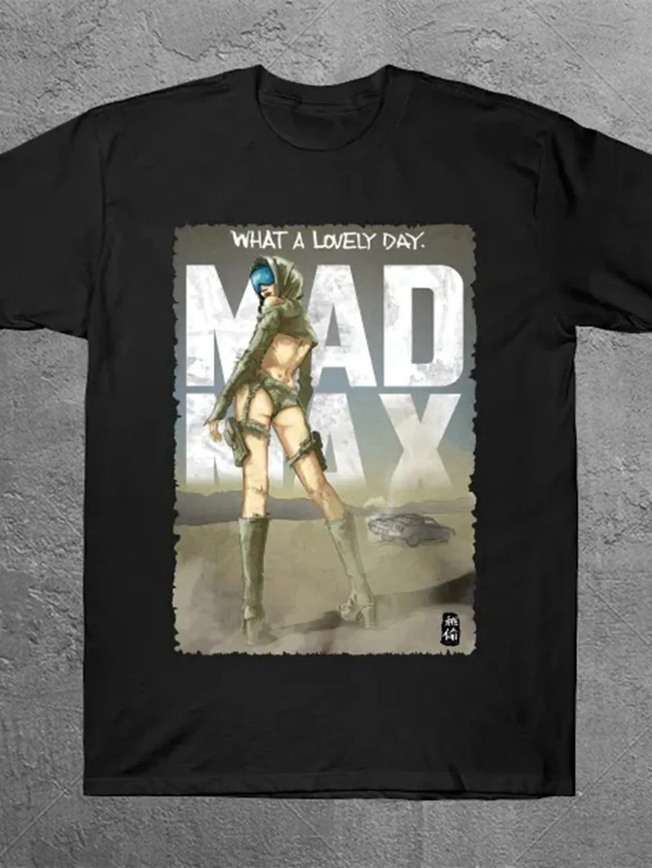 

Men's Mad Max: Fury Road Pattern T-shirt Post Apocalypse Movie T-shirt with Warrior Girl and "What A Beautiful Day" Shirt