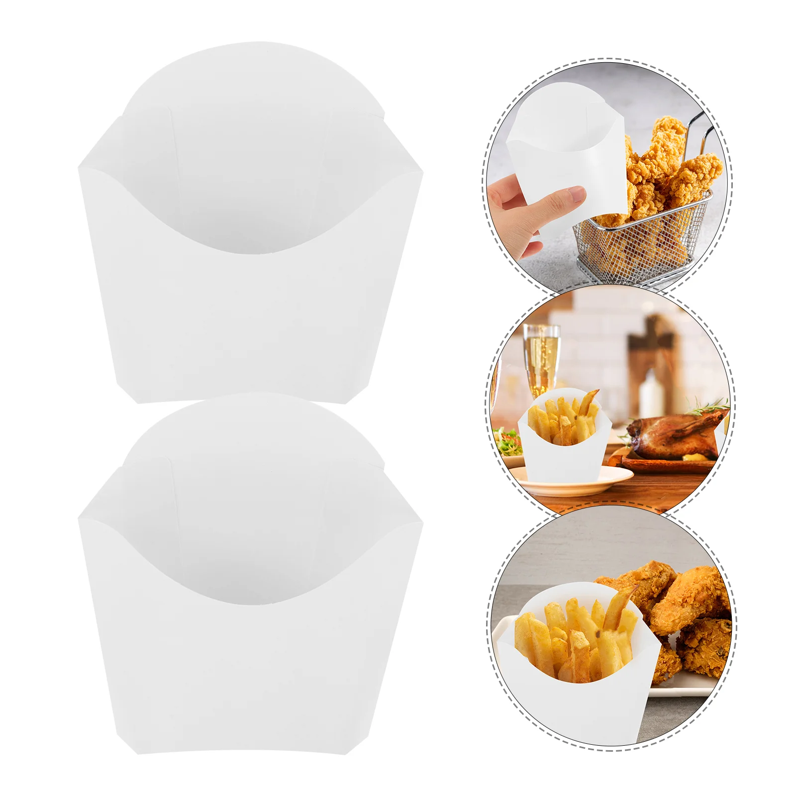 24 Pcs French Fries Box White Paper Cup Holders Container Cute Food Cups Party Supplies Stackable Fry