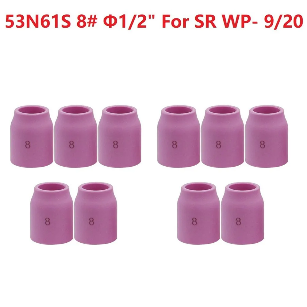 10 Pcs Nozzle Gas Lens Cups 53N61S 1/2\'\' Cups Spare Parts For TIG Welding Torch WP-9/20 WP-17/18/26 Welding Equipment Supplies