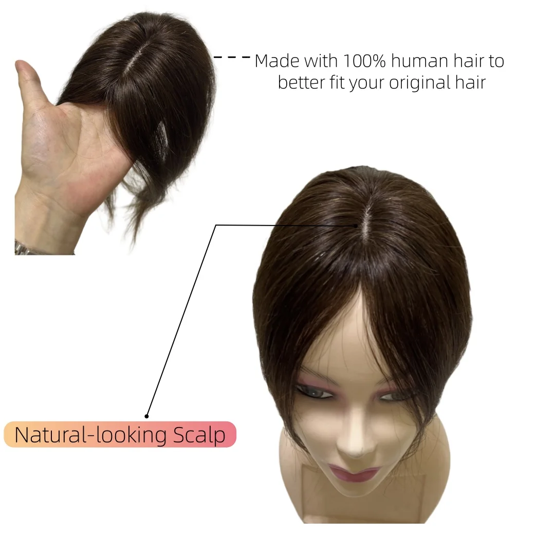 10 بوصة رقيقة الدانتيل قاعدة الشعر البشري القبعات العالية للنساء المظهر الطبيعي منتصف جزء الانفجارات الشعر المستعار الصغيرة لتخفيف الشعر #2