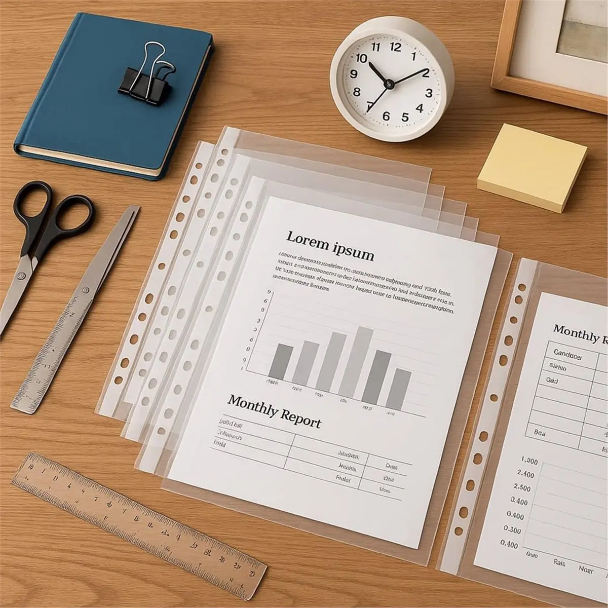 【New User-Coupon!】A4Ring Binder Protectors,Plastic Punch Folders Filing Wallets Sleeves Document Wallet for Students Teachers St