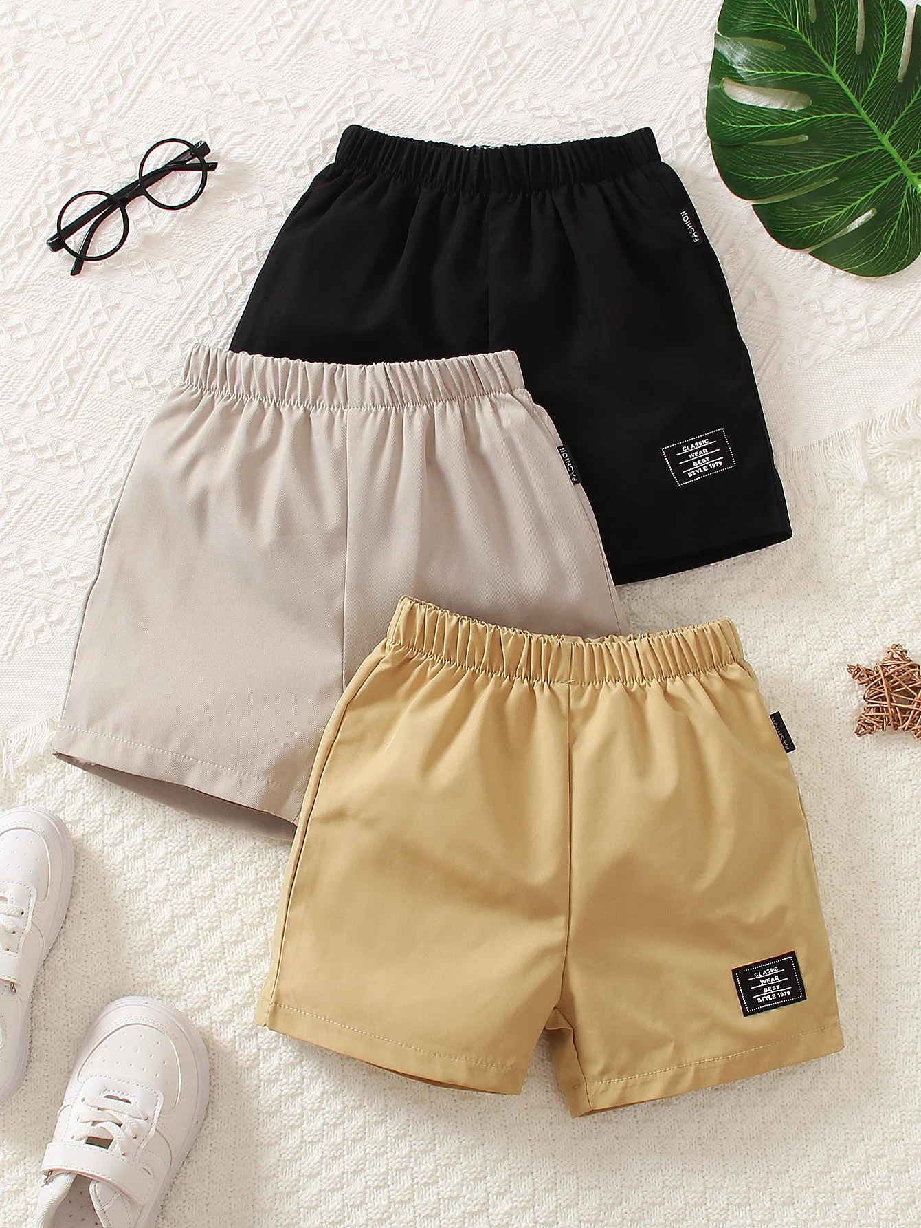 Three Combination Spring And Summer Boys Stylish Casual Woven Shorts For Daily Wear With Ages 2-7