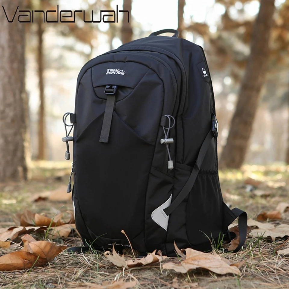 Unisex Large Capacity Wear Resistant  Solid Color Nylon Hiking Backpack Water Resistant with Reflective Strip For Outdoor Travel