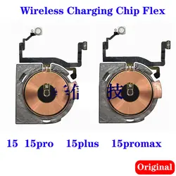 Original For iphone 15 plus 15P 15 pro max Wireless Charging Chip NFC Coil With Flash Flex Cable Repair parts