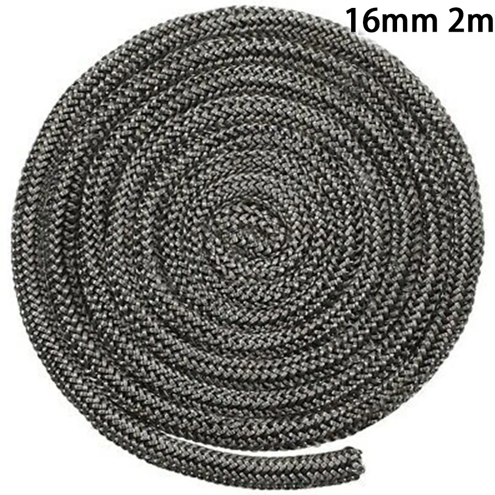 2M 14/16mm Fireplace Sealing Rope Black Stove Fire Rope Wood Burning Stove Length Door Seal High Temperature Fire Resistance