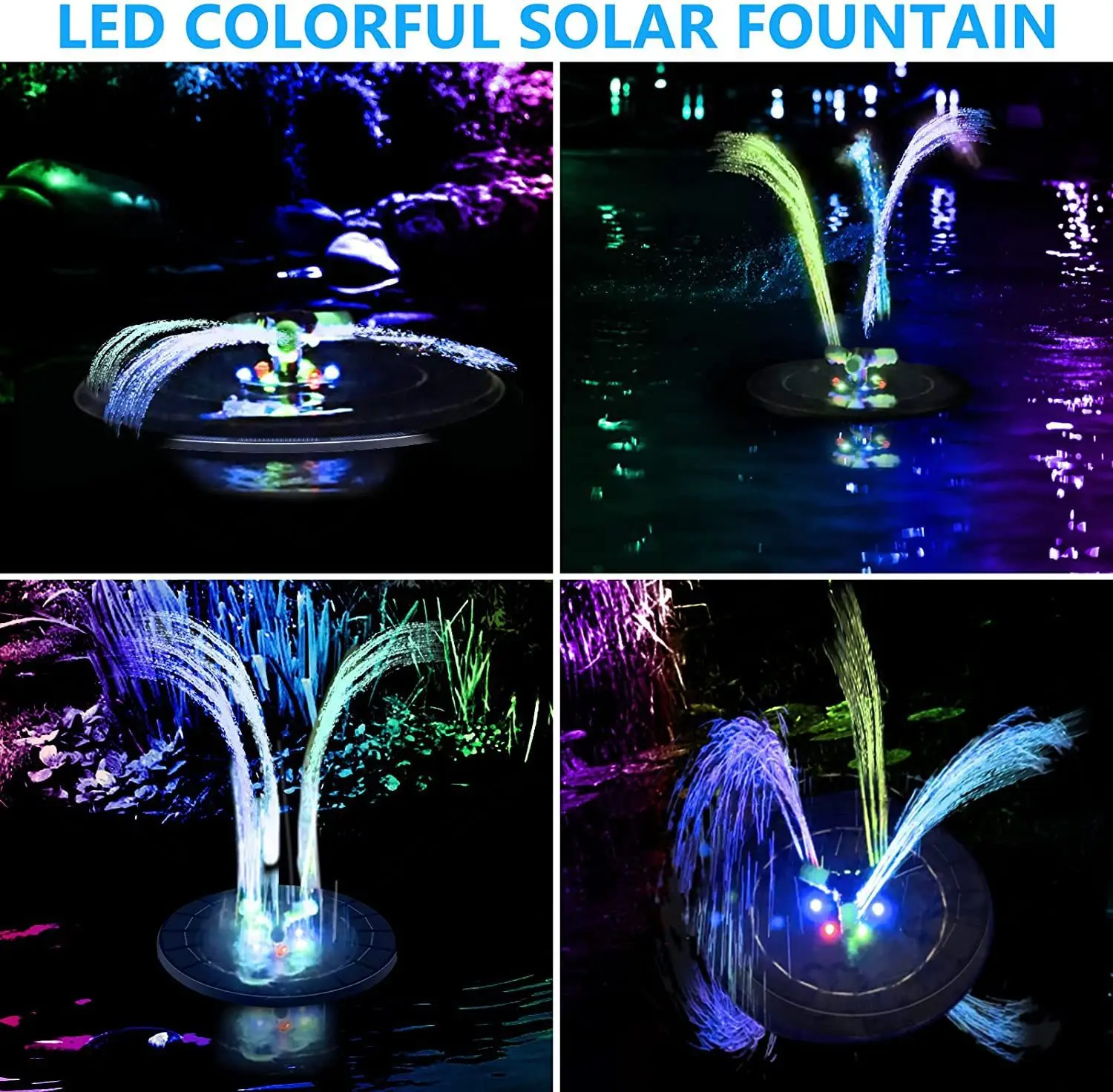 9V/4/6W W fontanna solarna 360 obracanie dyszy kolorowe światła RGB pływające fontanna-wodospad oczko wodne dekoracja zewnętrzna