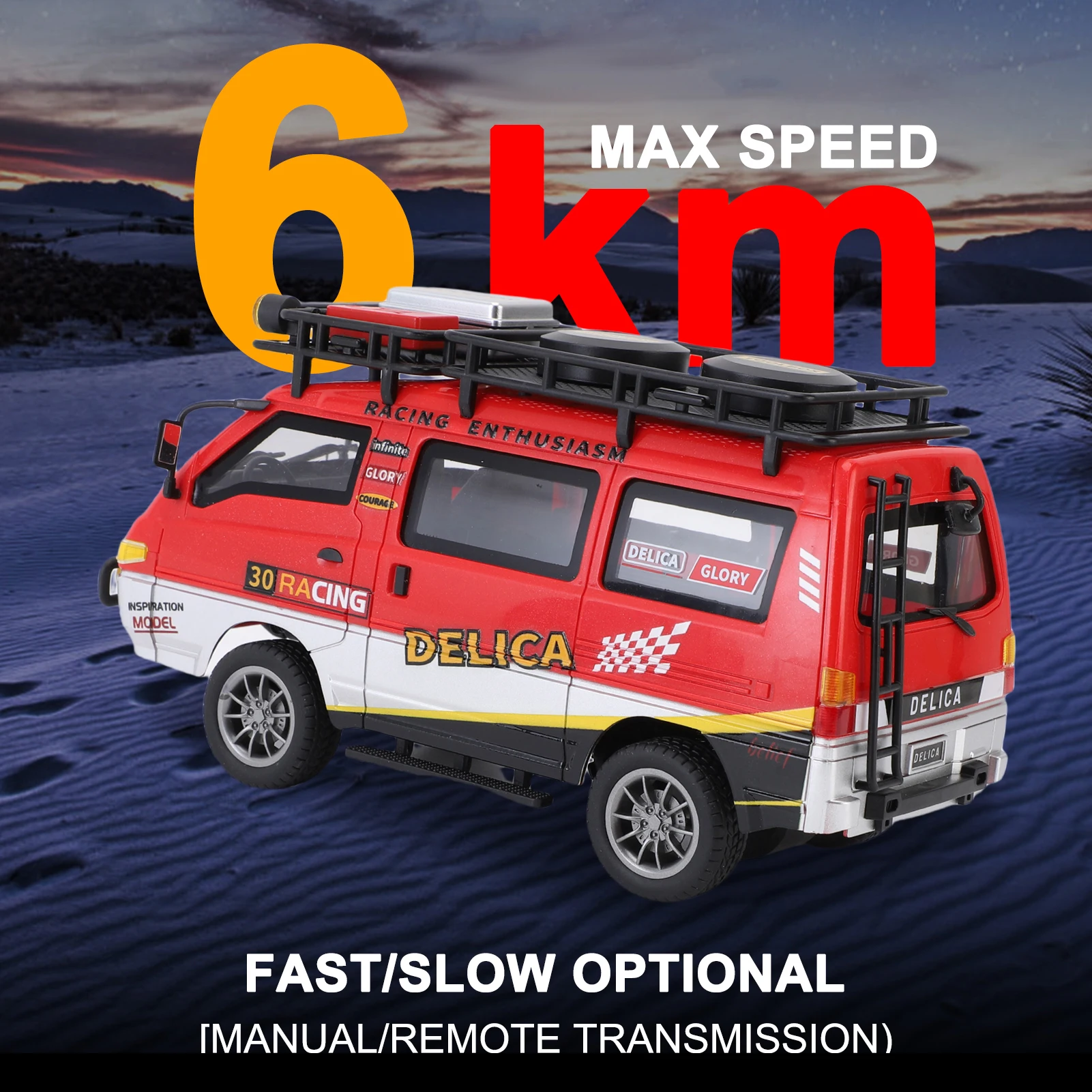 Furgone RC fuoristrada in scala 1:24, auto telecomandata proporzionale 2.4G, macchinina con fari a LED per adulti e bambini