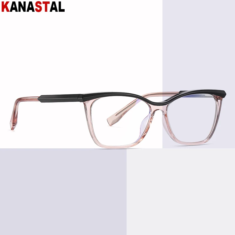 Women Blue Light Blocking Reading Glasses Bicolor TR90 Cat Eye Eyeglasses Frame Men Prescription Myopia Presbyopic Lens Eyewear