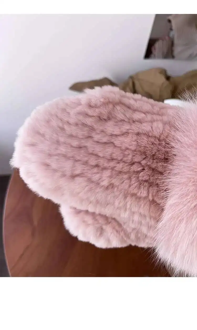 Real Rex Rabbit Fur Gloves For Women Winter Plush Thickened Warm Real Fur Gloves Handmade Knitted Fur Gloves Keep Warm Mittens
