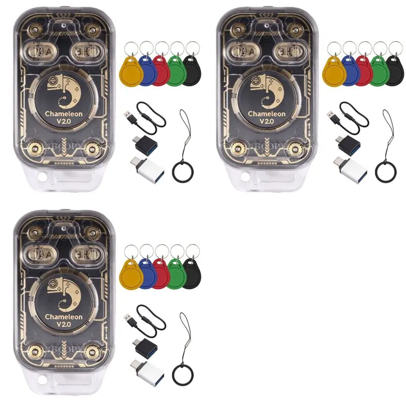 【НОВИНКА】3X Chameleon V2.0 RFID Smart Chip Reader Эмулятор NFC Дубликатор 125K 13,56 МГц + 15XUID Брелок Chameleon Ultra