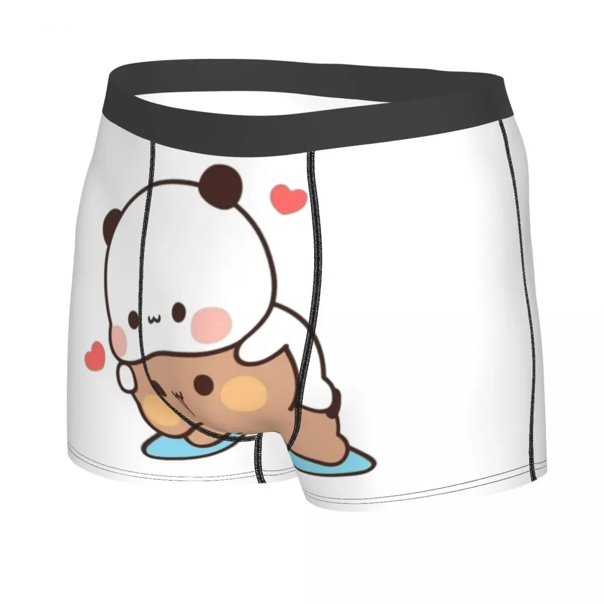 Custom Bubu And DuDu Hugging Panda Bear And Browne Love Underwear Men Stretch Boxer Briefs