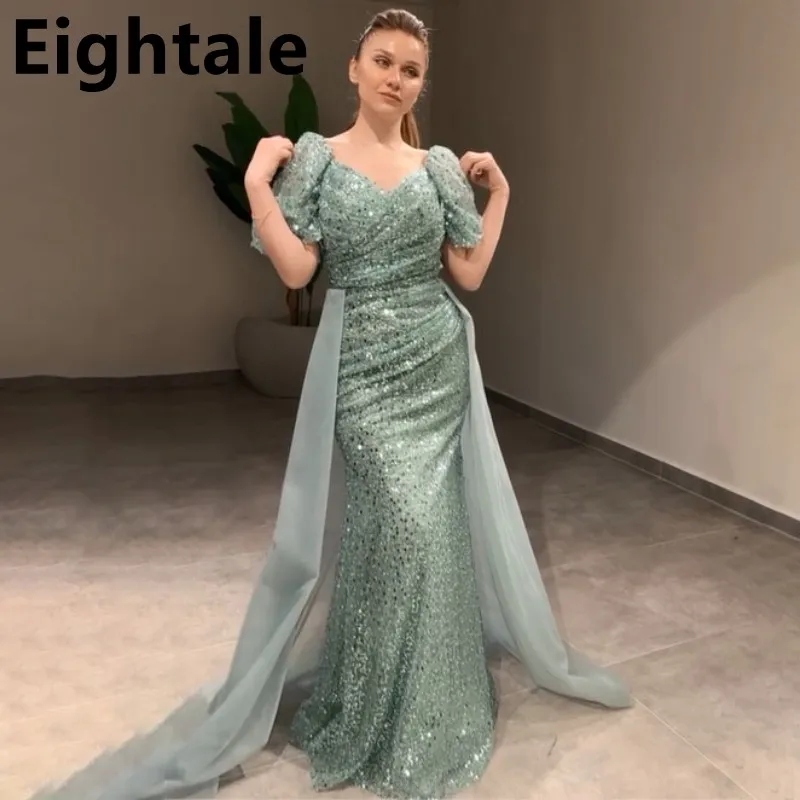 

Eightale Customized Shinning Sequins Prom Dress Half Sleeve Mermaid Evening Dress Women Formal Party Gown Robes De Soirée